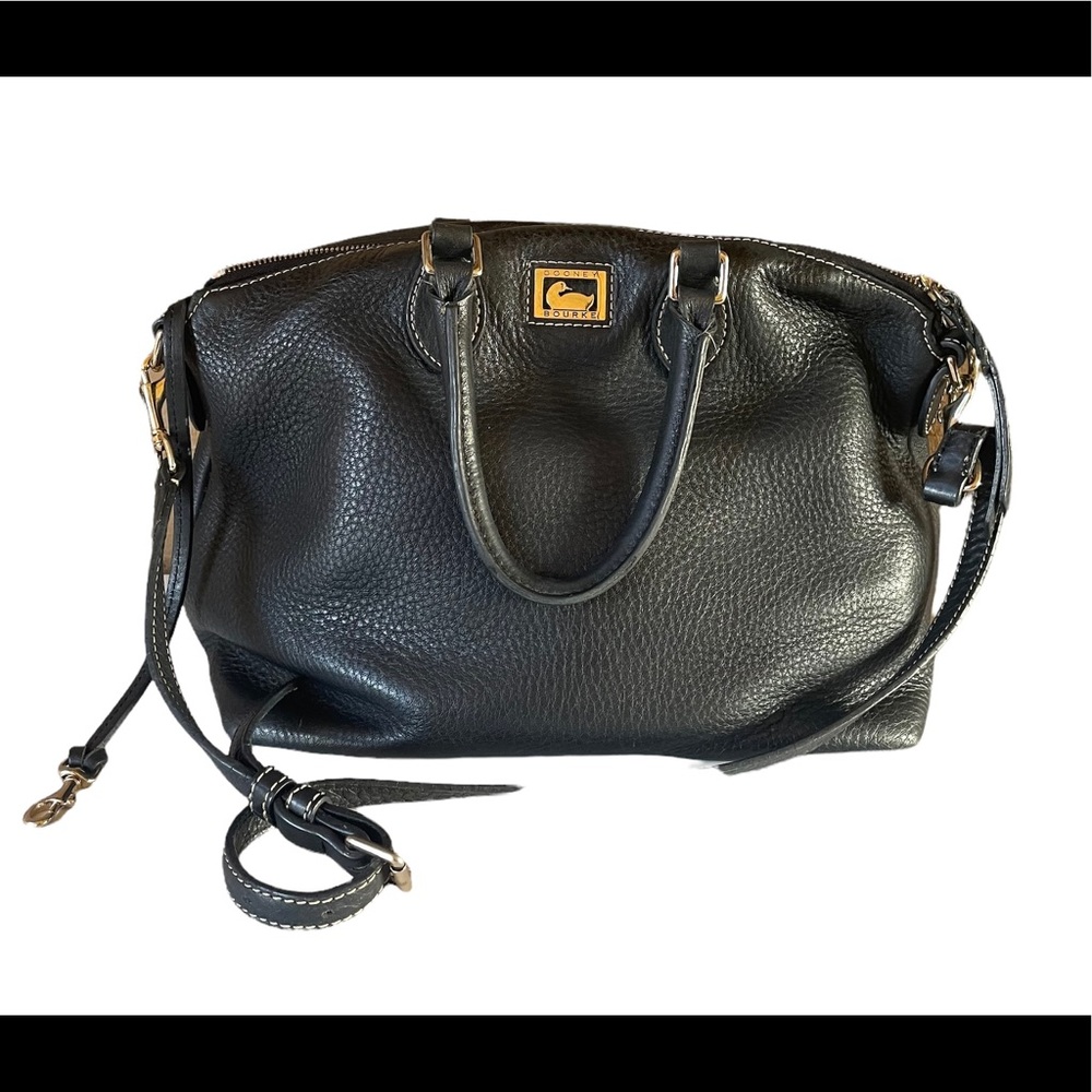 Dooney & Bourke Dillen II Black Pebble Grain Leather Satchel Shoulder Bag